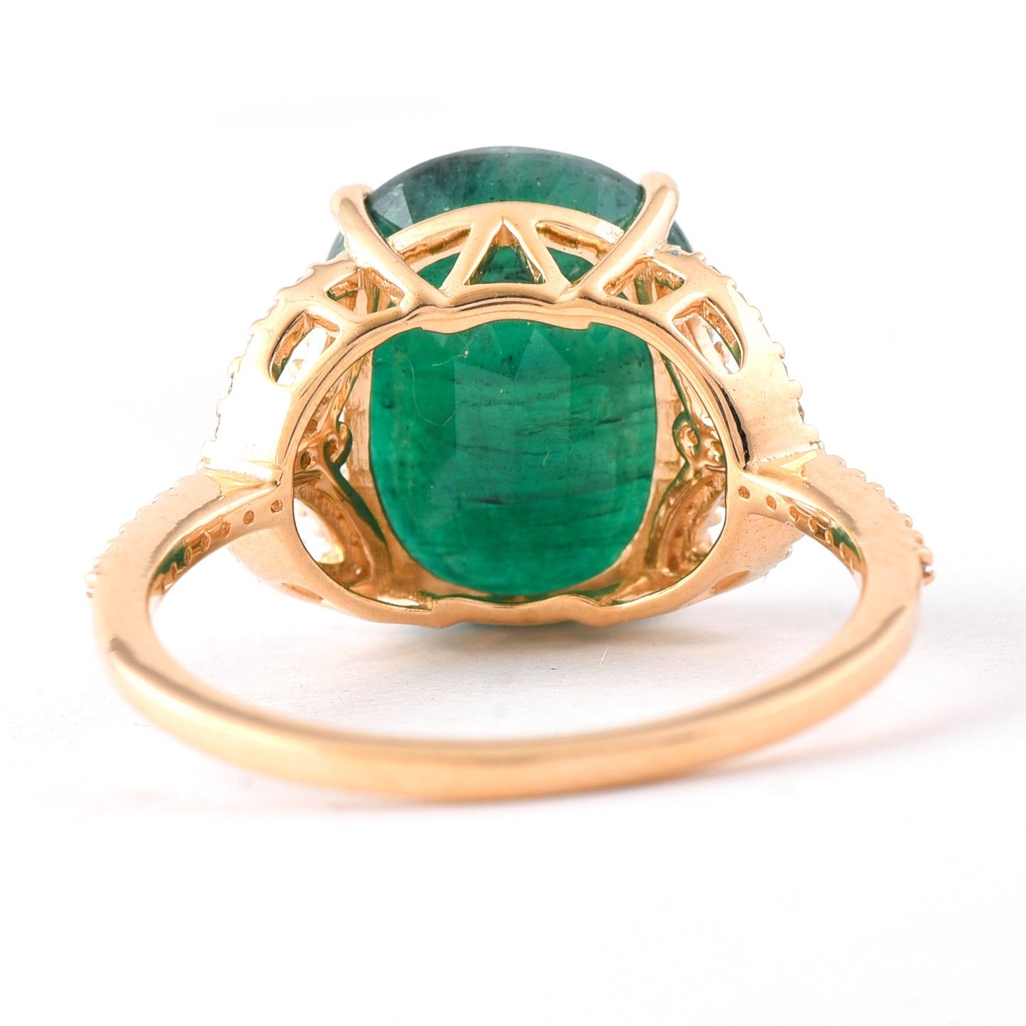 5.59 Ct Oval Mixed Cut Natural Emerald 14K Gold Ring