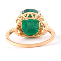 5.59 Ct Oval Mixed Cut Natural Emerald 14K Gold Ring