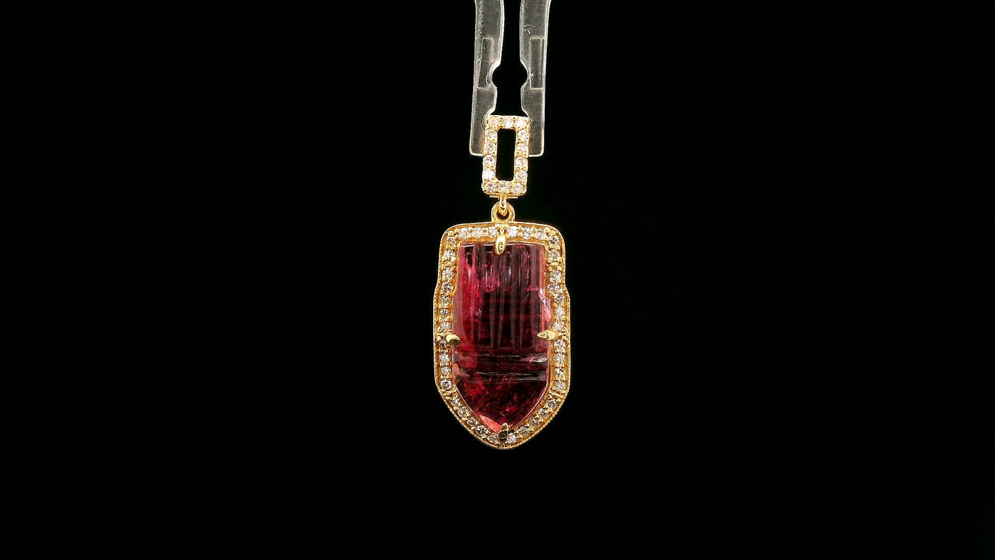 1.74 Ct Fancy Natural Tourmaline 14K Gold Pendant