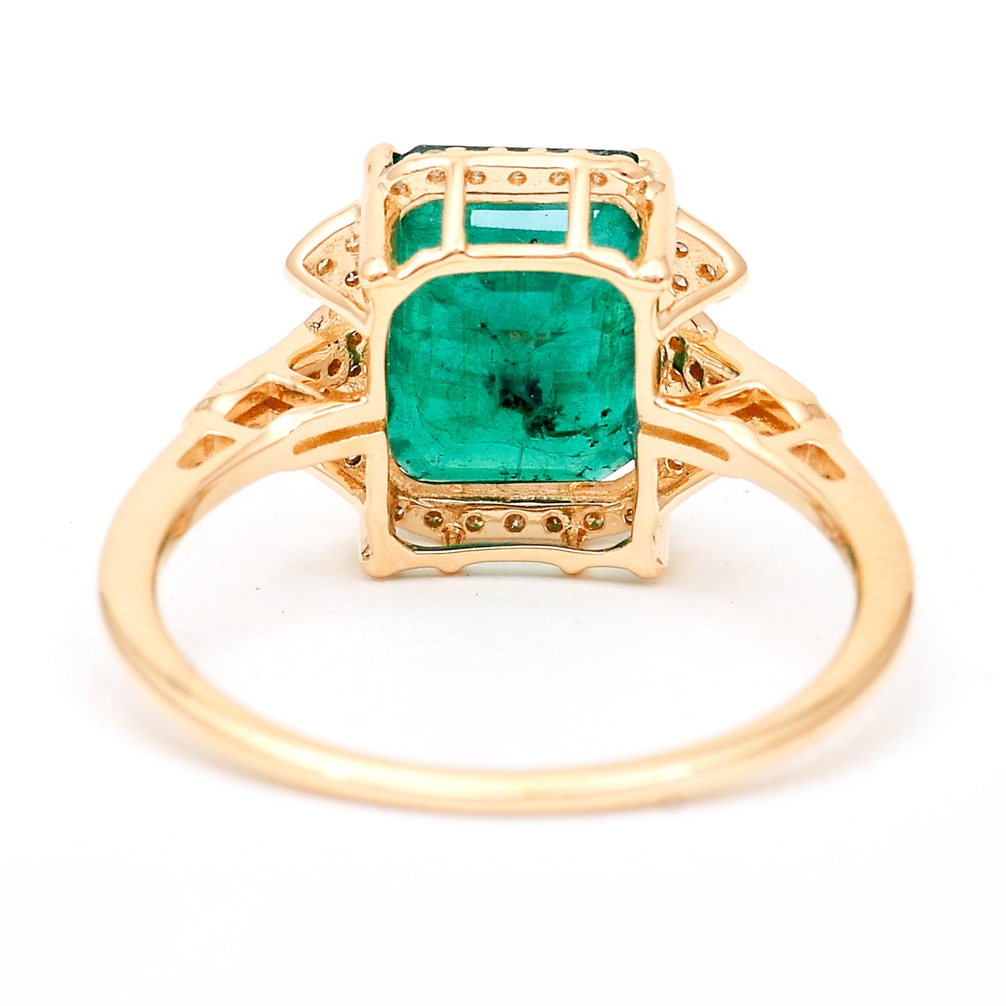 3.07 Ct Octagon Natural Emerald 14K Gold Ring