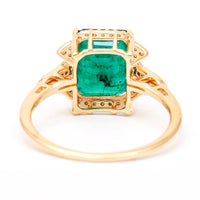 3.07 Ct Octagon Natural Emerald 14K Gold Ring