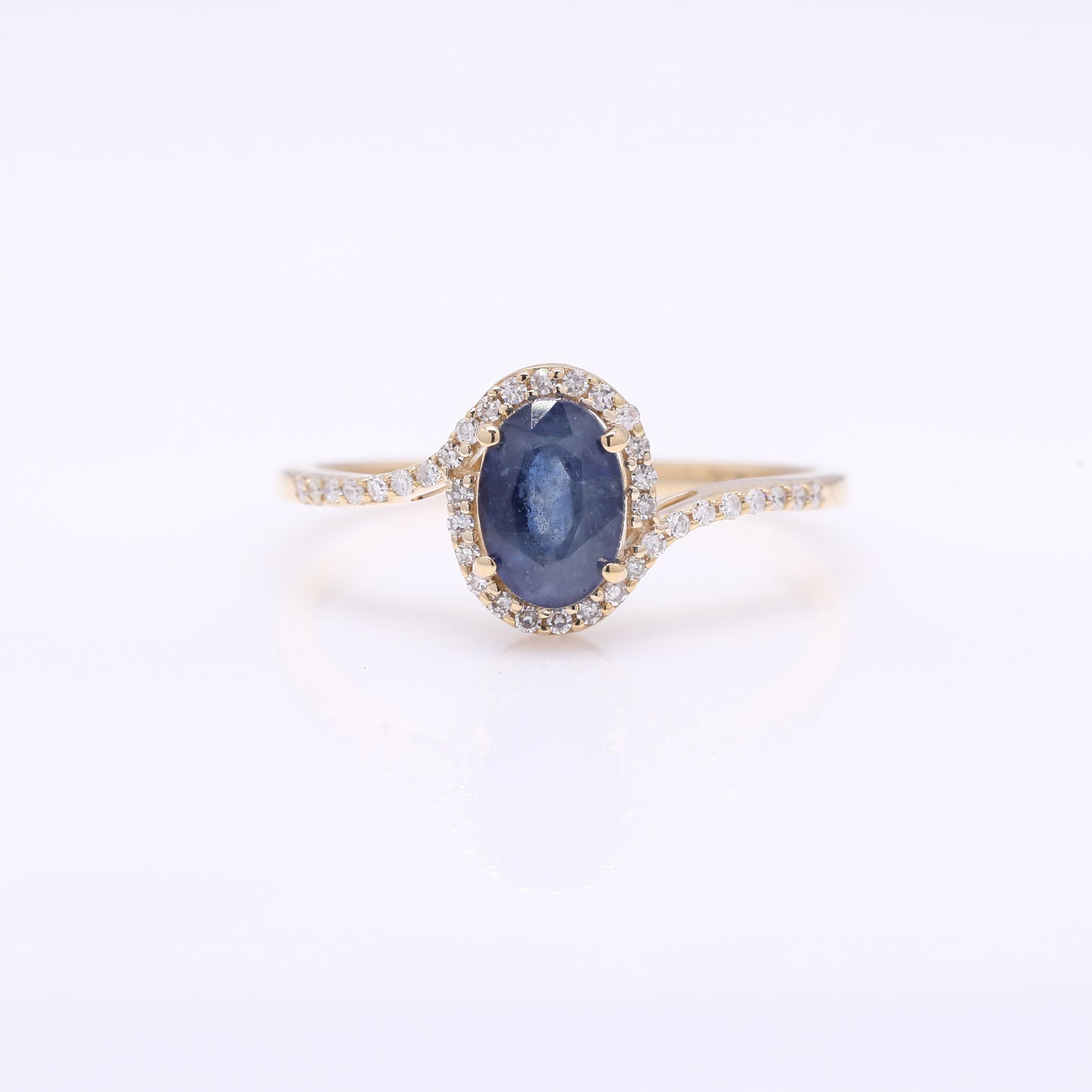 1.37 Ct Oval Mixed Cut Natural Sapphire 14K Gold Ring