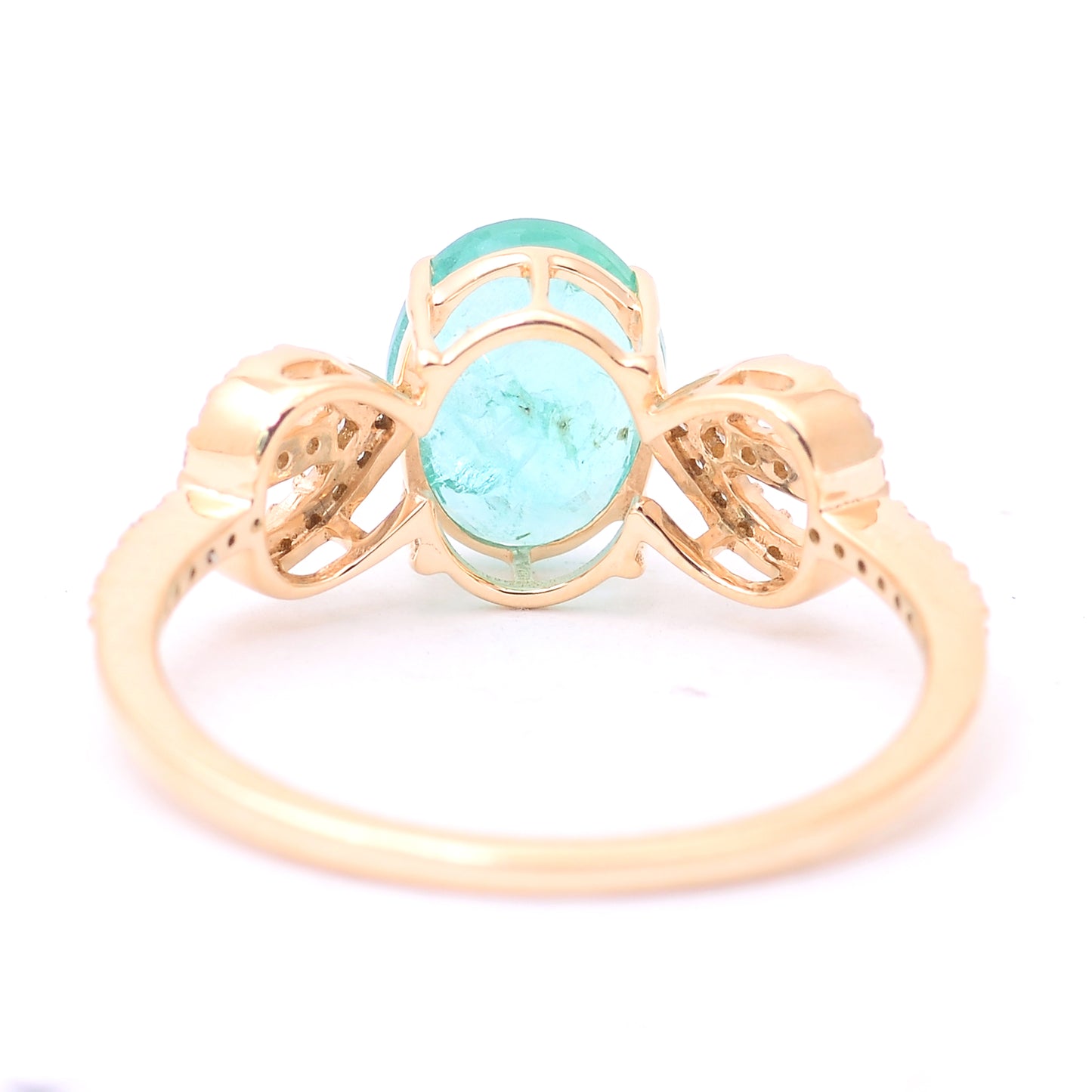 1.50 Ct Oval Mixed Cut Natural Emerald 14K Gold Ring