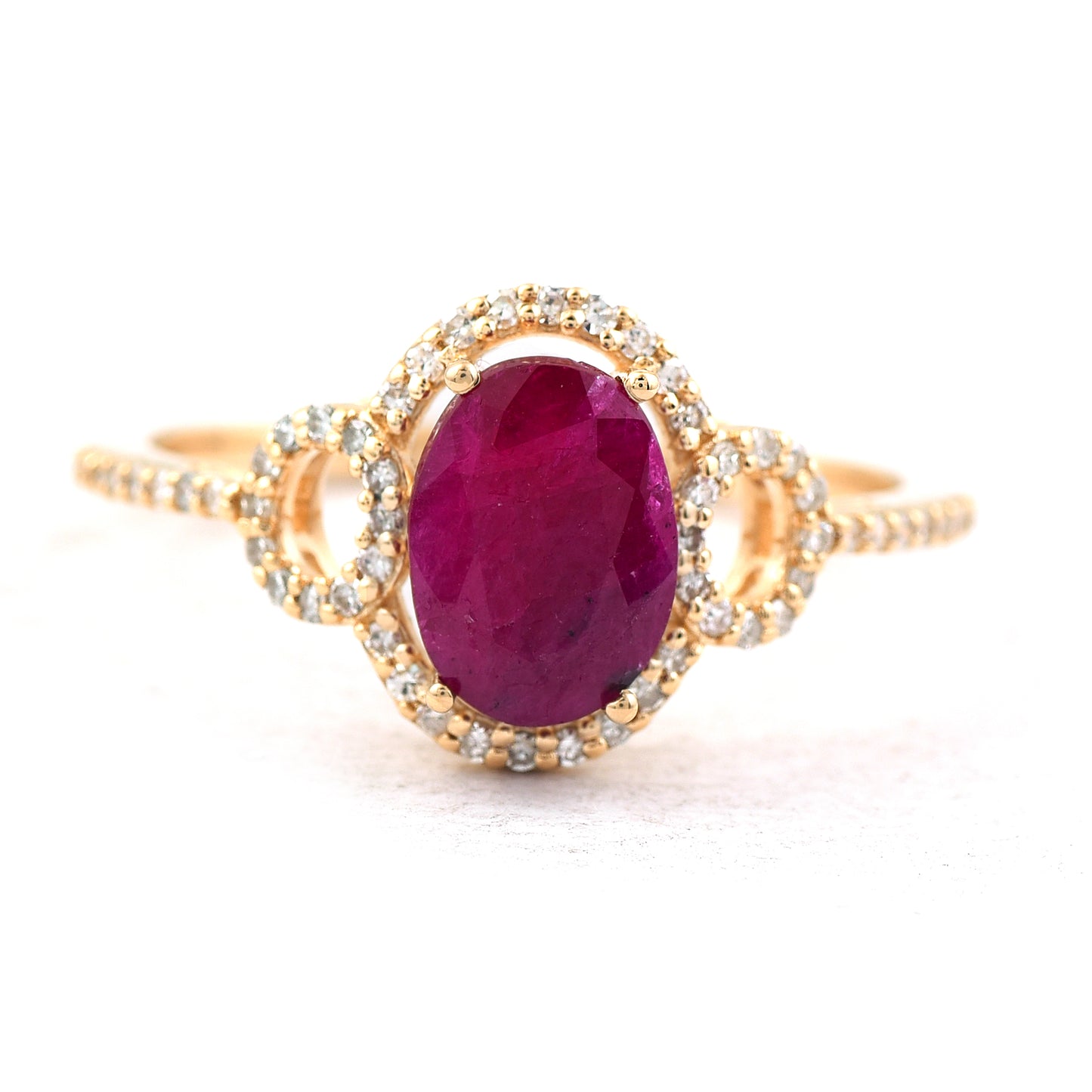 1.88 Ct Oval Mixed Cut Natural Ruby 14K Gold Ring