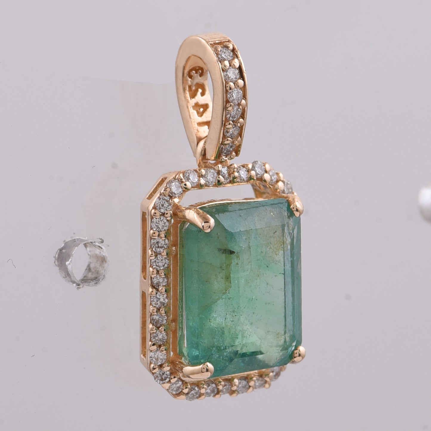 2.44 Ct Octagon Step Cut Natural Emerald 14K Gold Pendant