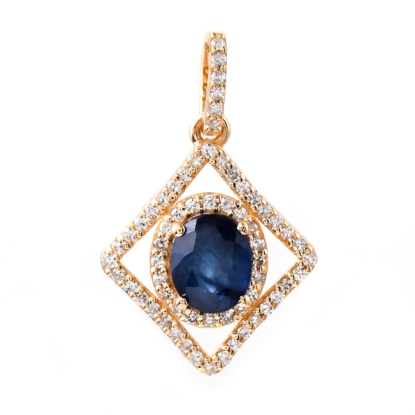 1.11 Ct Oval Mixed Cut Natural Sapphire 14K Gold Pendant