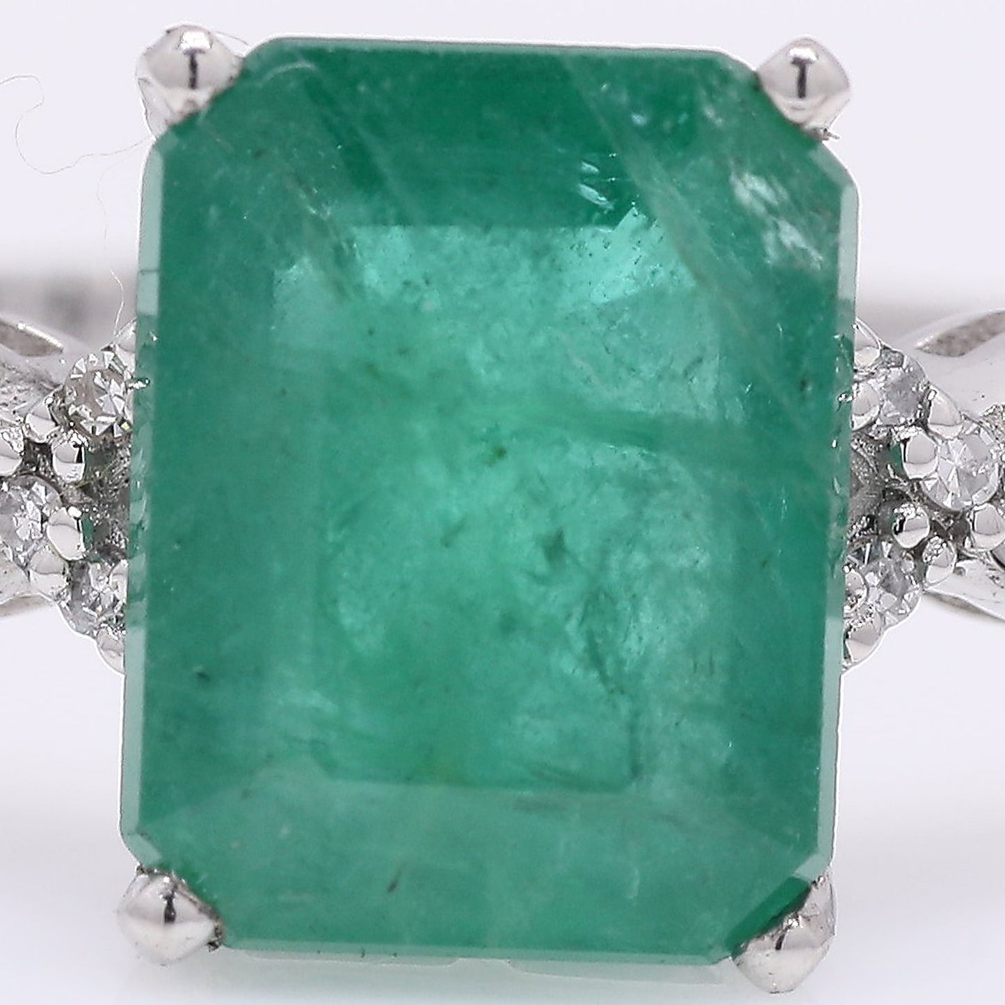 2.22 Ct Octagon Step Cut Natural Emerald 950 Platinum Ring
