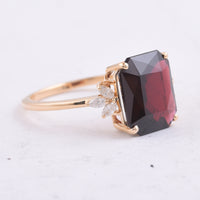 4.34 Ct Octagon Natural Garnet 14K Gold Ring