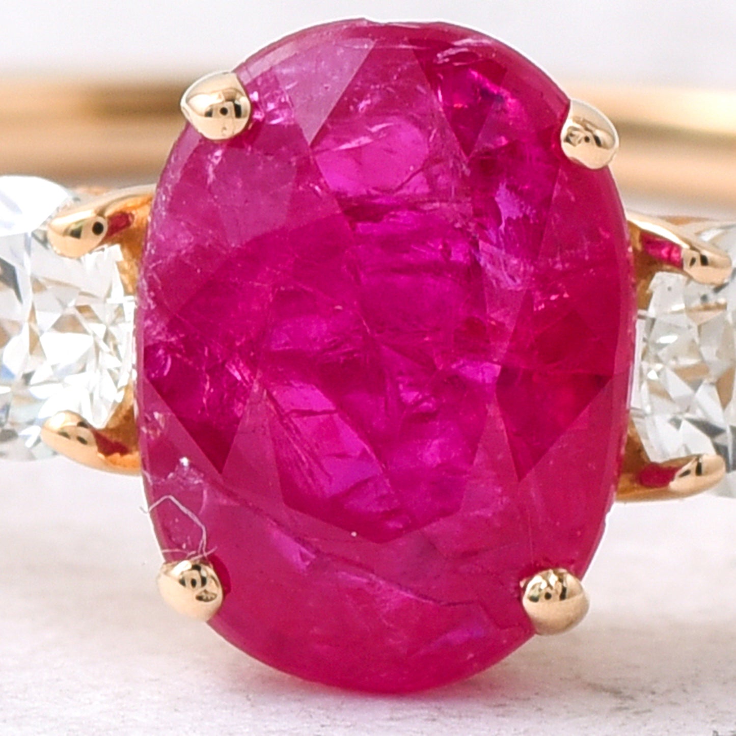 1.64 Ct Oval Mixed Cut Natural Ruby 14K Gold Ring