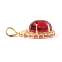 6.56 Ct Fancy Cabochon Cut Natural Tourmaline 14K Gold Pendant