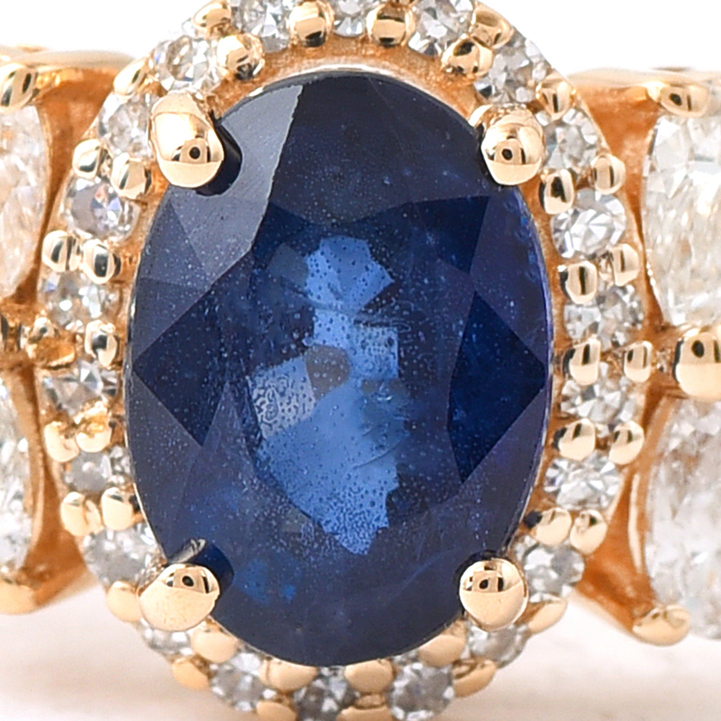 1.90 Ct Oval Mixed Cut Natural Sapphire 14K Gold Ring