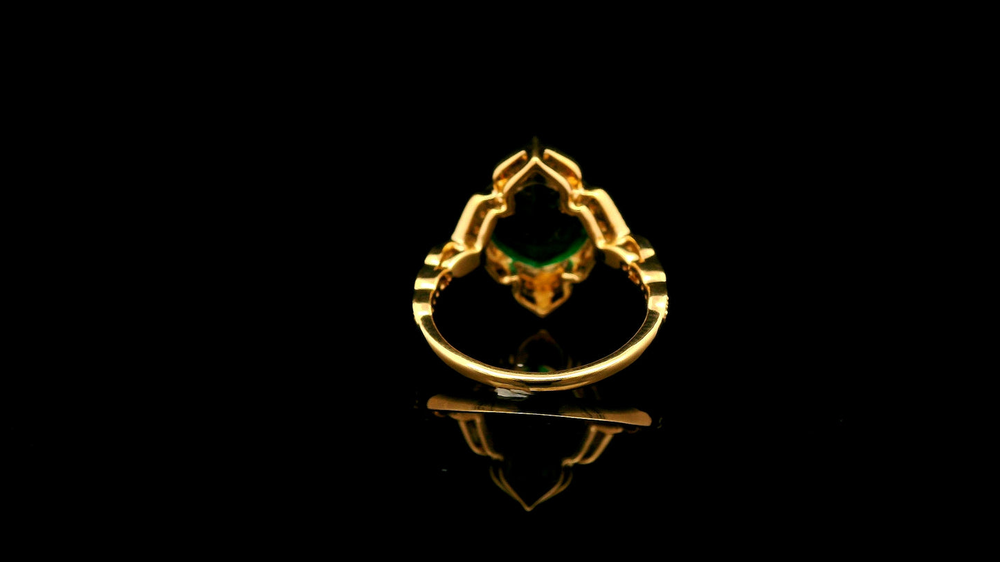 3.95 Ct Cushion Lab Grown Emerald 14K Gold Ring