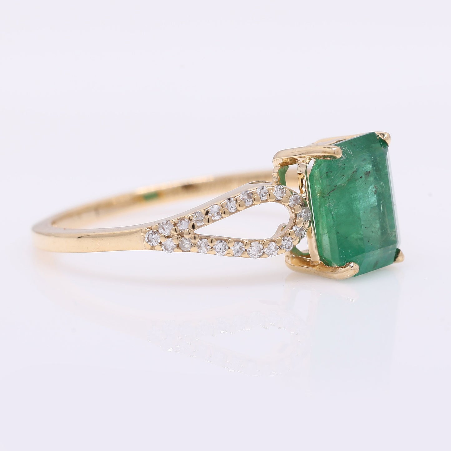 1.82 Ct Octagon Step Cut Natural Emerald 14K Gold Ring