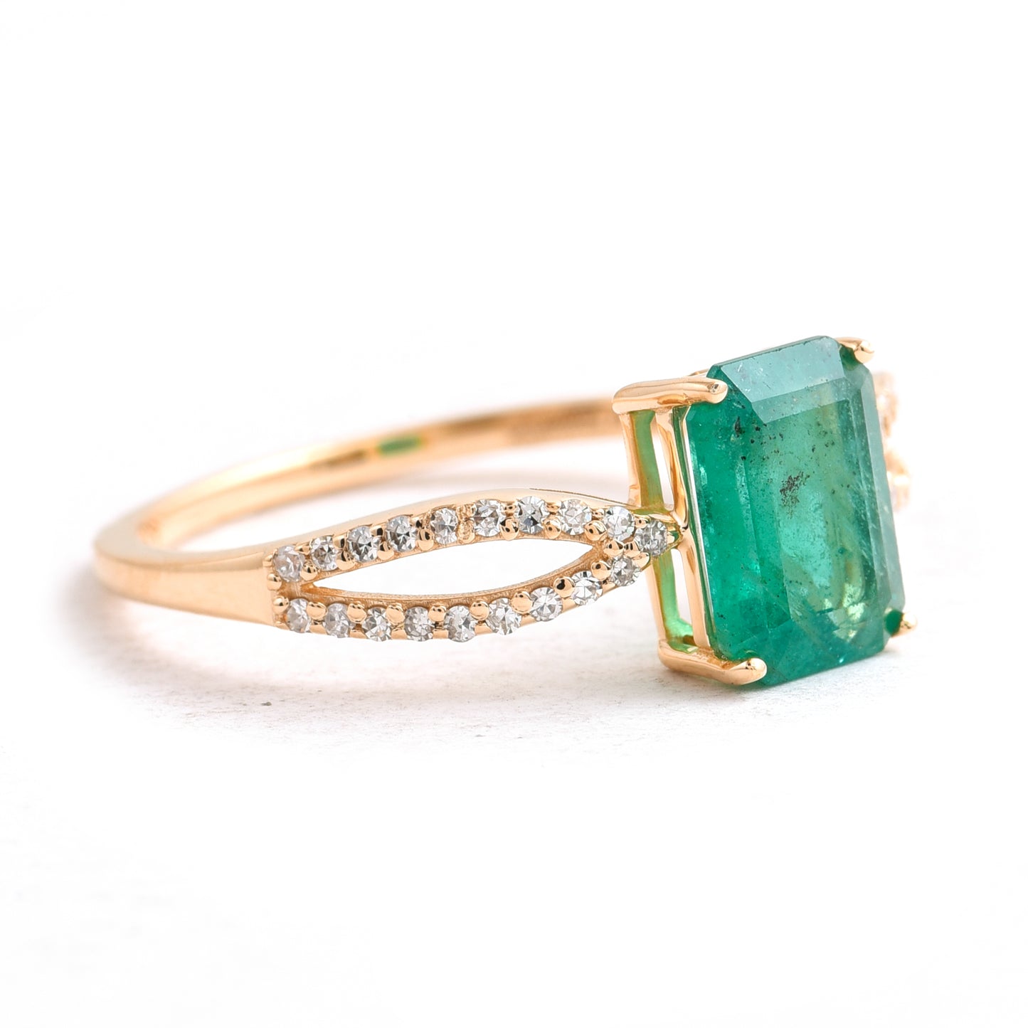 1.32 Ct Octagon Emerald 14K Gold Ring