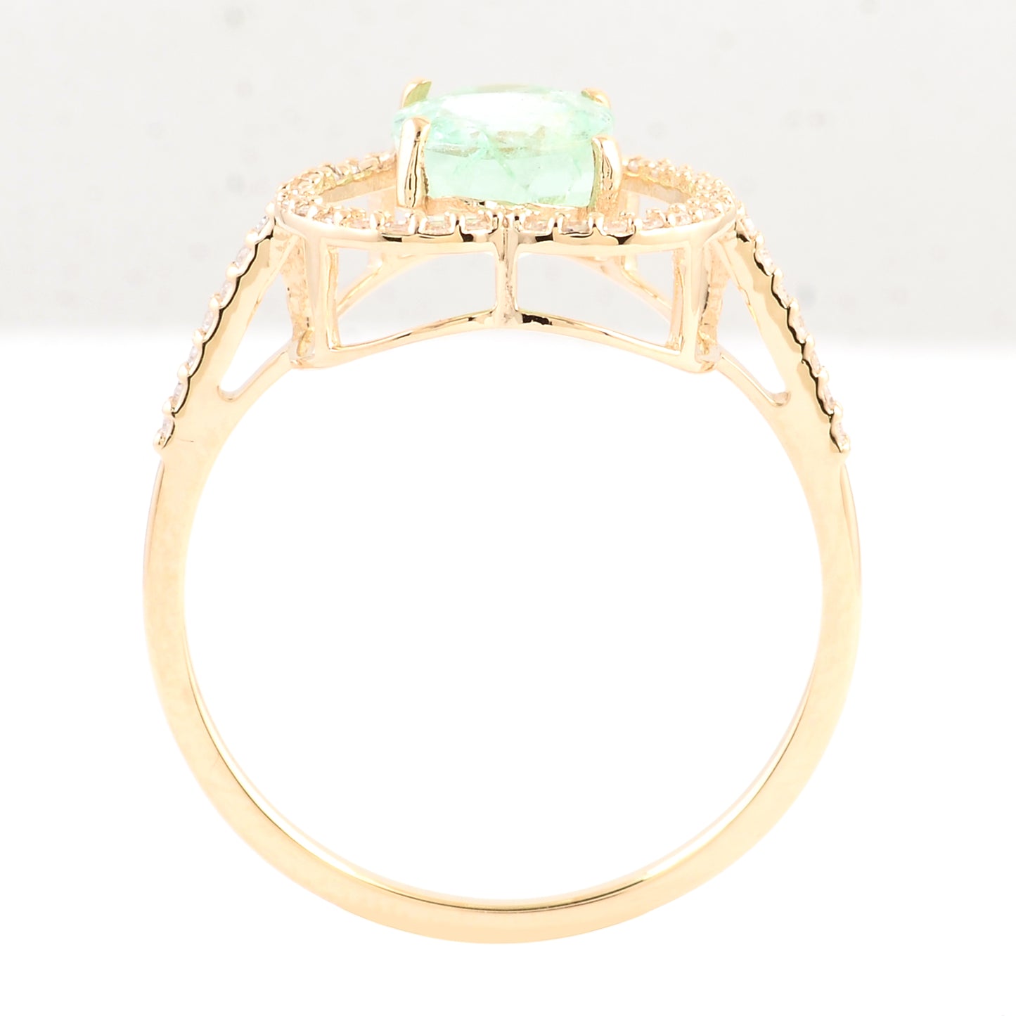 1.60 Ct Oval Mixed Cut Natural Beryl Emerald 14K Gold Ring