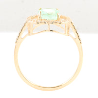 1.60 Ct Oval Mixed Cut Natural Beryl Emerald 14K Gold Ring