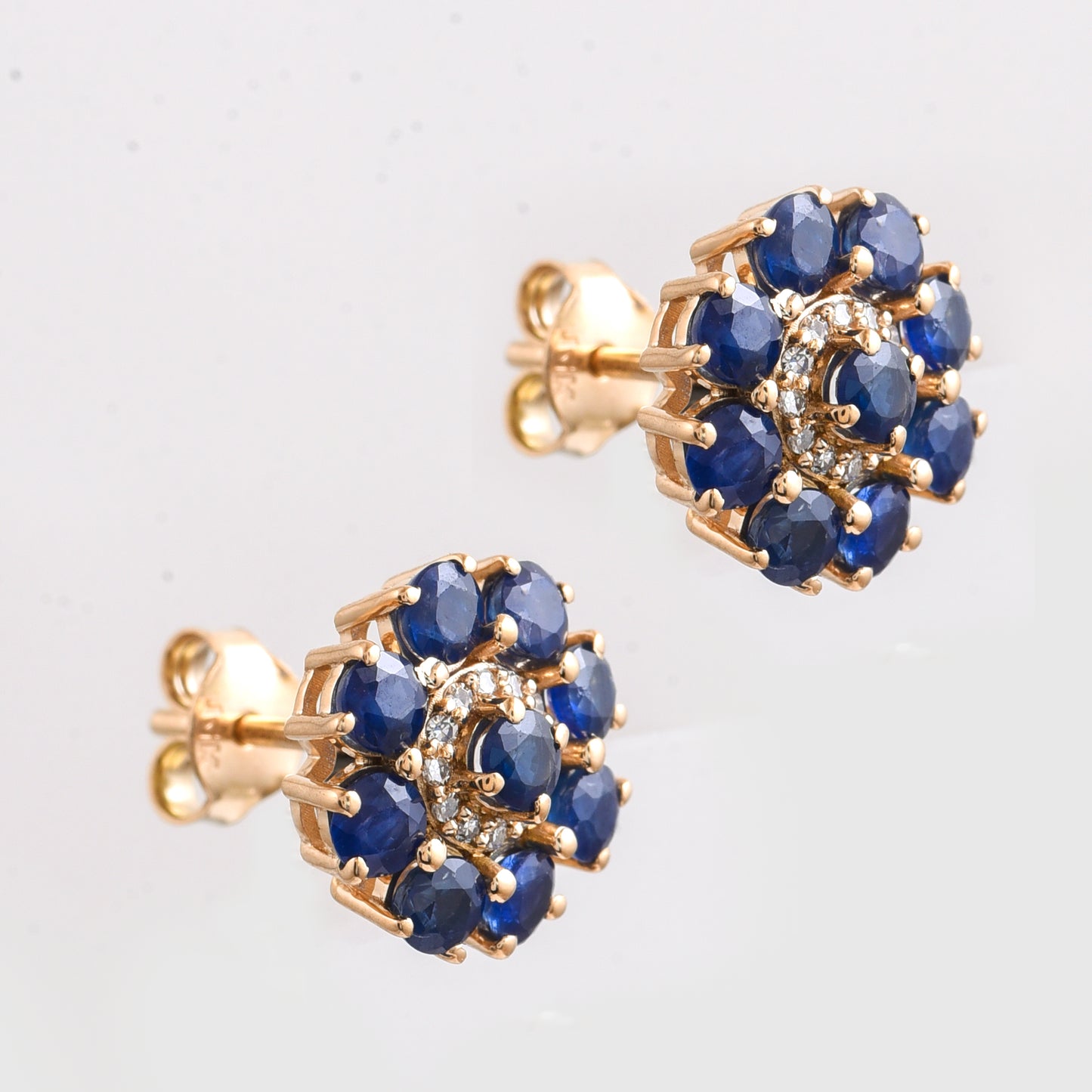 2.36 Ct Round Sapphire 14K Gold Earrings