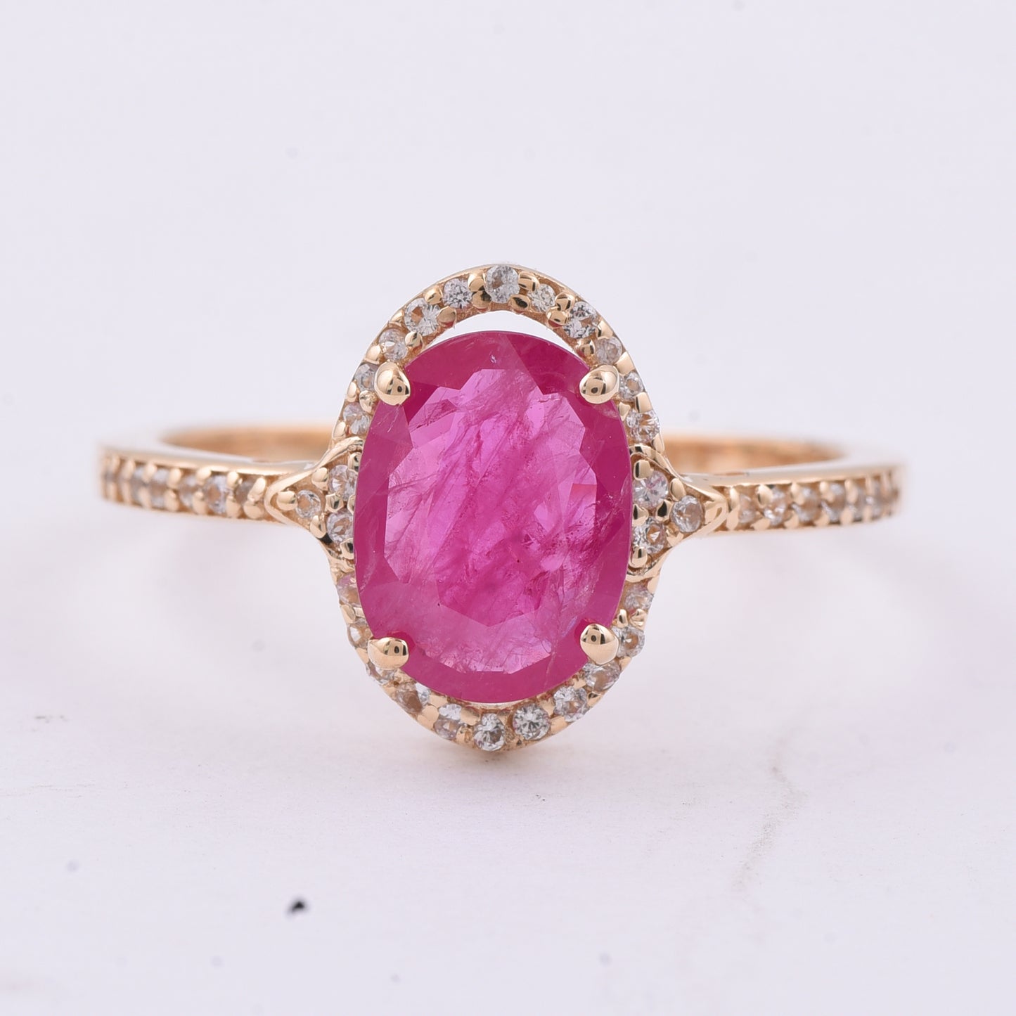1.70 Ct Oval Natural Ruby 14K Gold Ring