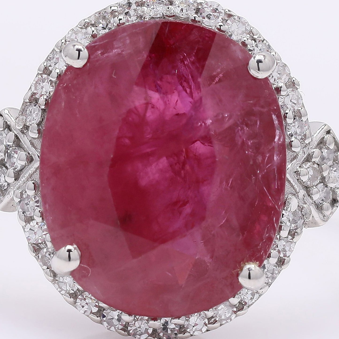 3.86 Ct Oval Mixed Cut Natural Ruby 950 Platinum Ring