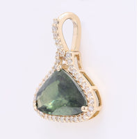 2.25 Ct Pear Mixed Cut Natural Green Sapphire 14K Gold Pendant