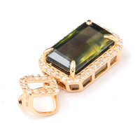 3.59 Ct Octagon Step Cut Natural Bi-Coloured Sapphire 14K Gold Pendant
