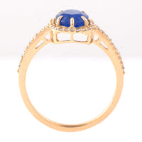2.07 Ct Oval Mixed Cut Natural Sapphire 14K Gold Ring