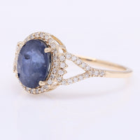 2.29 Ct Oval Mixed Cut Natural Sapphire 14K Gold Ring