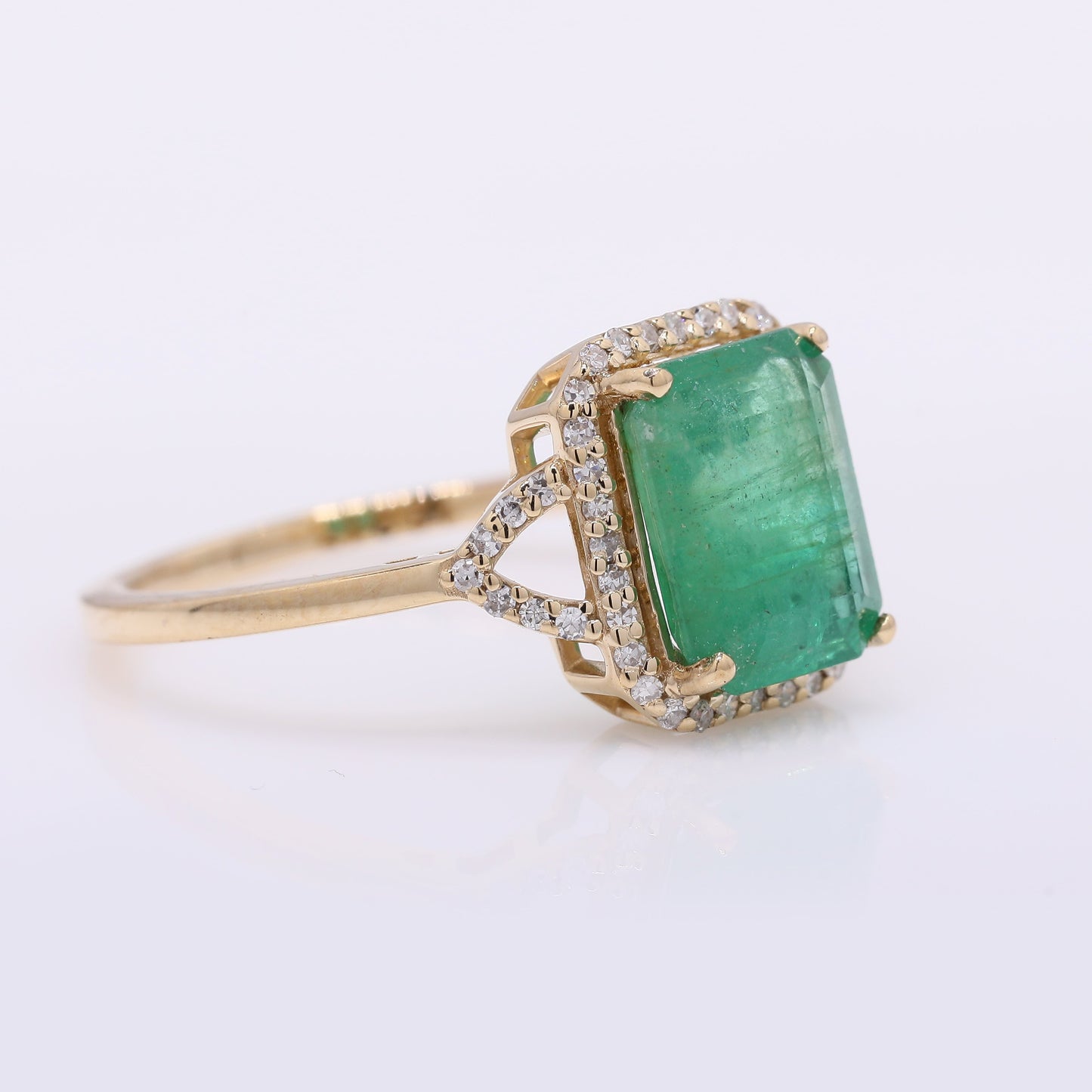2.26 Ct Octagon Step Cut Natural Emerald 14K Gold Ring