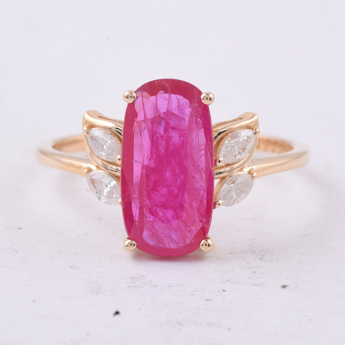 2.29 Ct Cushion Natural Ruby 14K Gold Ring