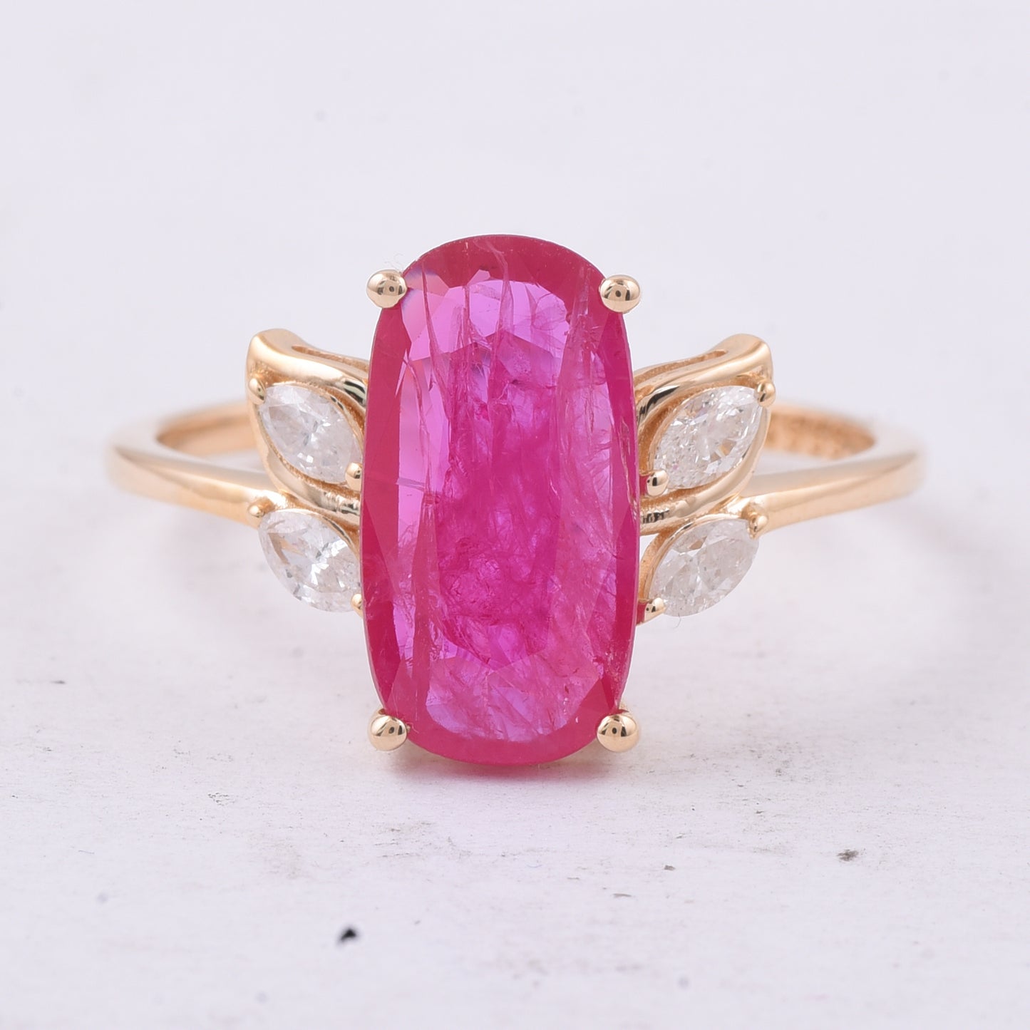 2.29 Ct Cushion Natural Ruby 14K Gold Ring