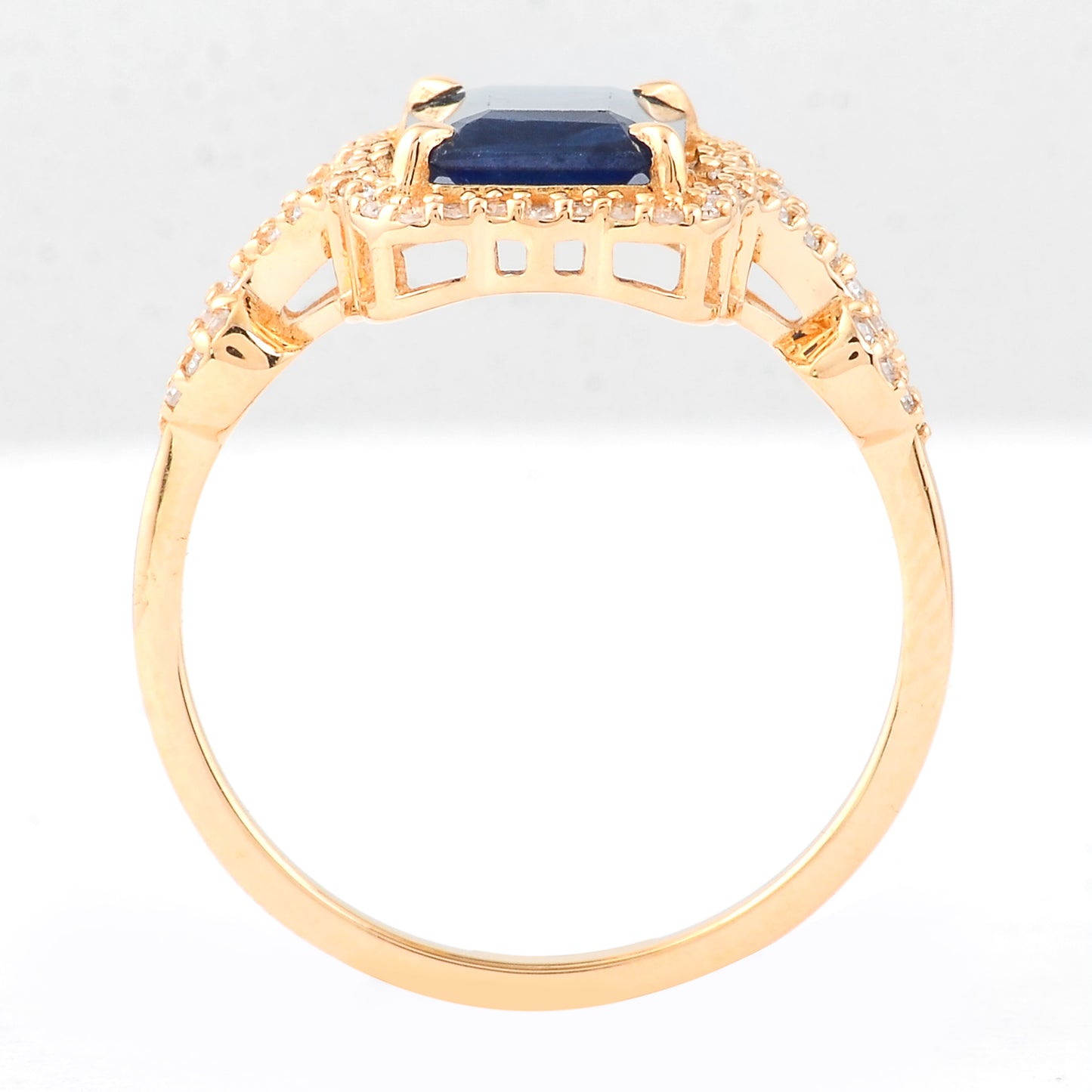 2.29 Ct Octagon Step Cut Natural Sapphire 14K Gold Ring