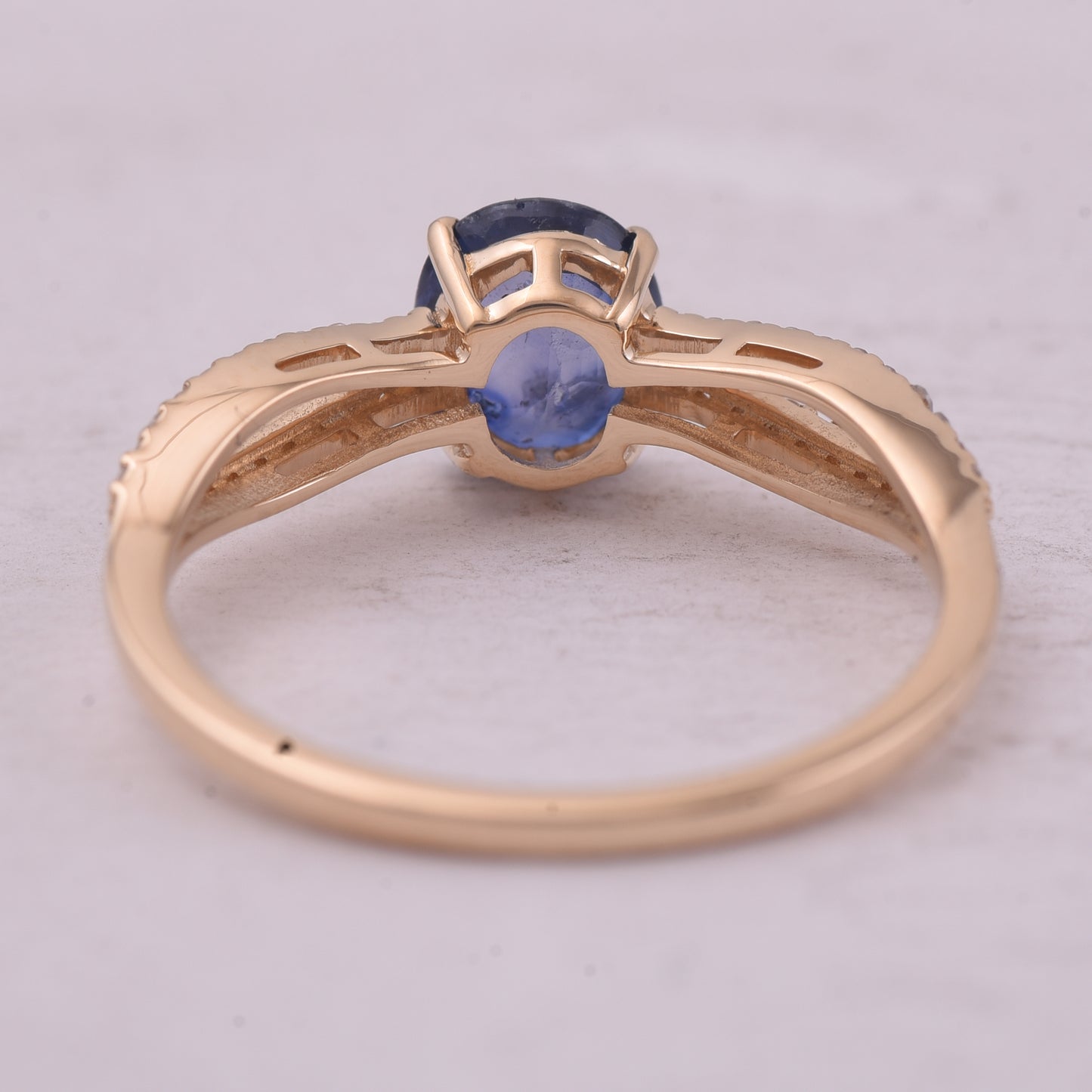 1.41 Ct Oval Mixed Cut Natural Sapphire 14K Gold Ring