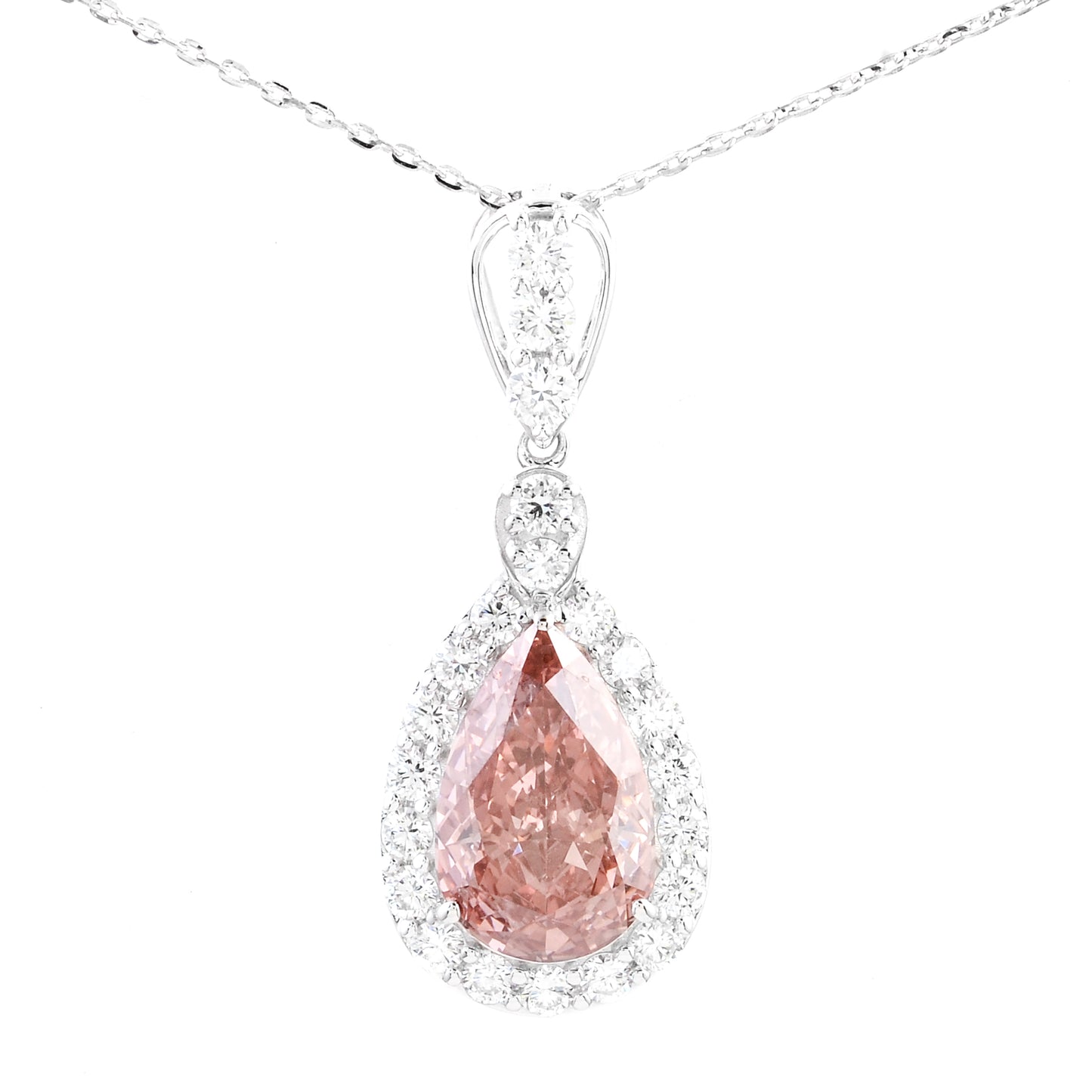 3.63 Carats Pink Lab Grown Diamond 14K Gold Pendant