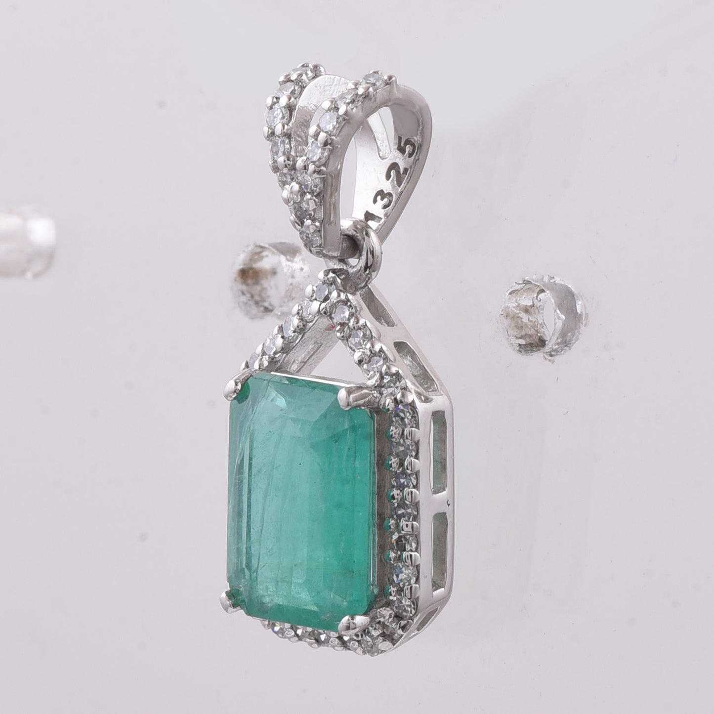 1.31 Ct Octagon Step Cut Natural Emerald 950 Platinum Pendant