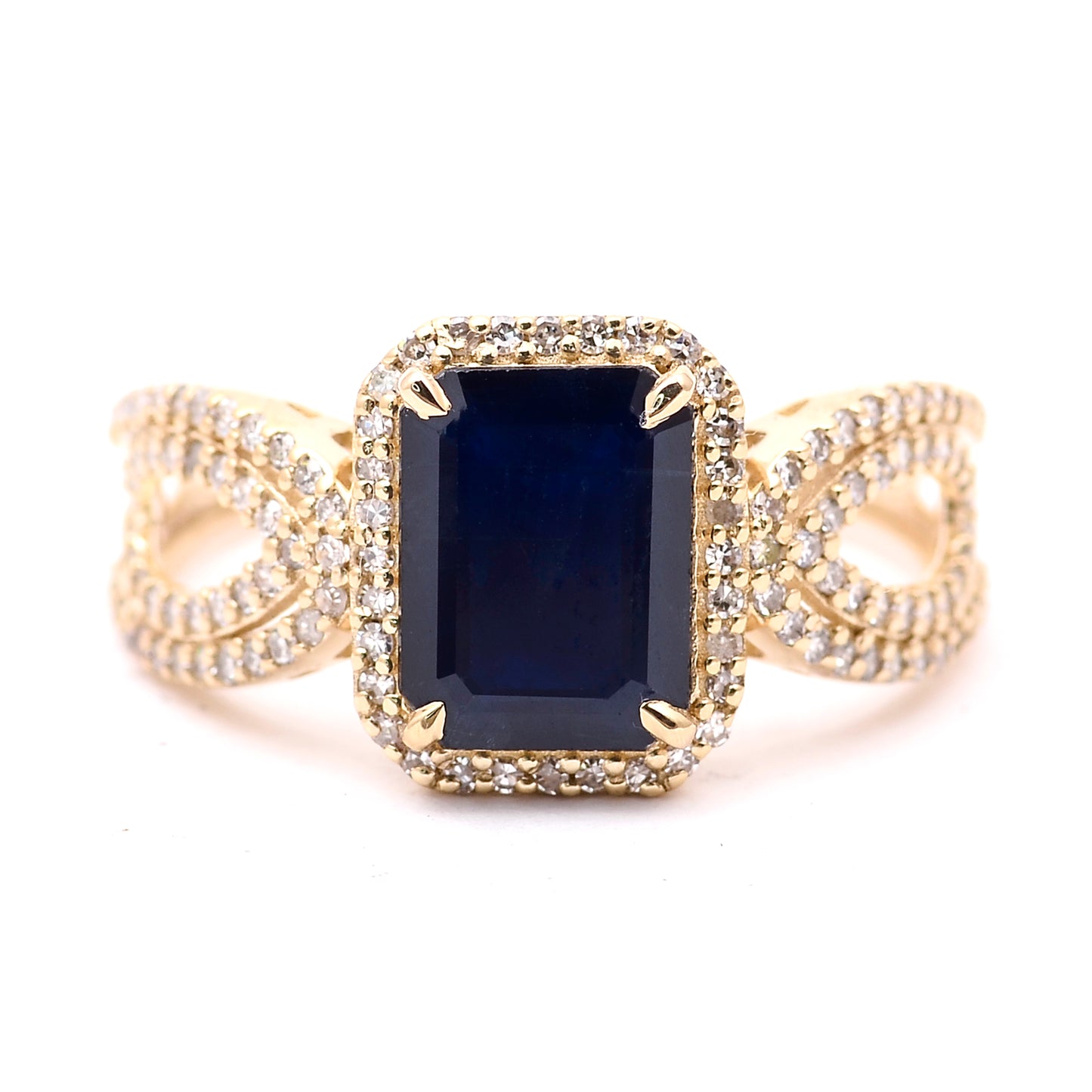 2.65 Ct Octagon Natural Sapphire 14K Gold Ring