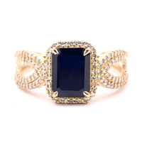 2.65 Ct Octagon Natural Sapphire 14K Gold Ring