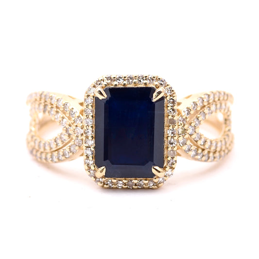 2.65 Ct Octagon Natural Sapphire 14K Gold Ring
