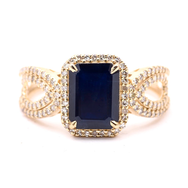 2.65 Ct Octagon Natural Sapphire 14K Gold Ring