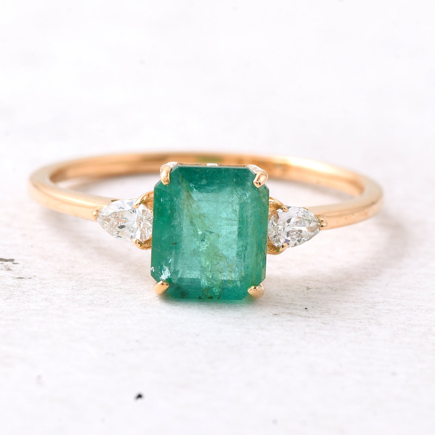 1.82 Ct Octagon Step Cut Natural Emerald 14K Gold Ring