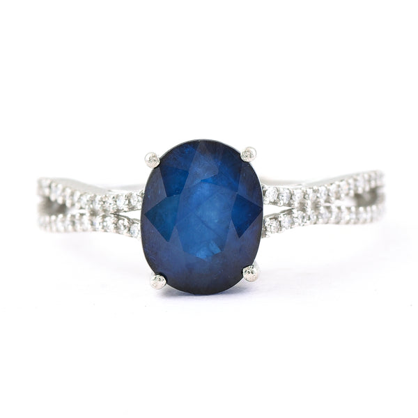 3.45 Ct Oval Mixed Cut Natural Sapphire 950 Platinum Ring