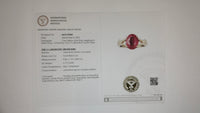 3.38 Ct Oval Mixed Cut Lab Grown Ruby 14K Gold Ring