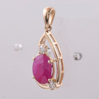 2.68 Ct Oval Natural Ruby 14K Gold Pendant