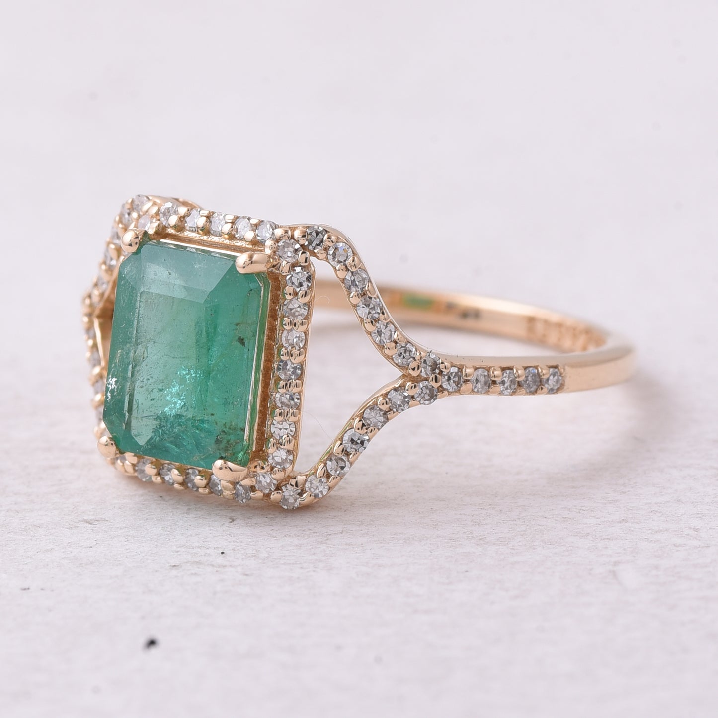 1.50 Ct Octagon Step Cut Natural Emerald 14K Gold Ring