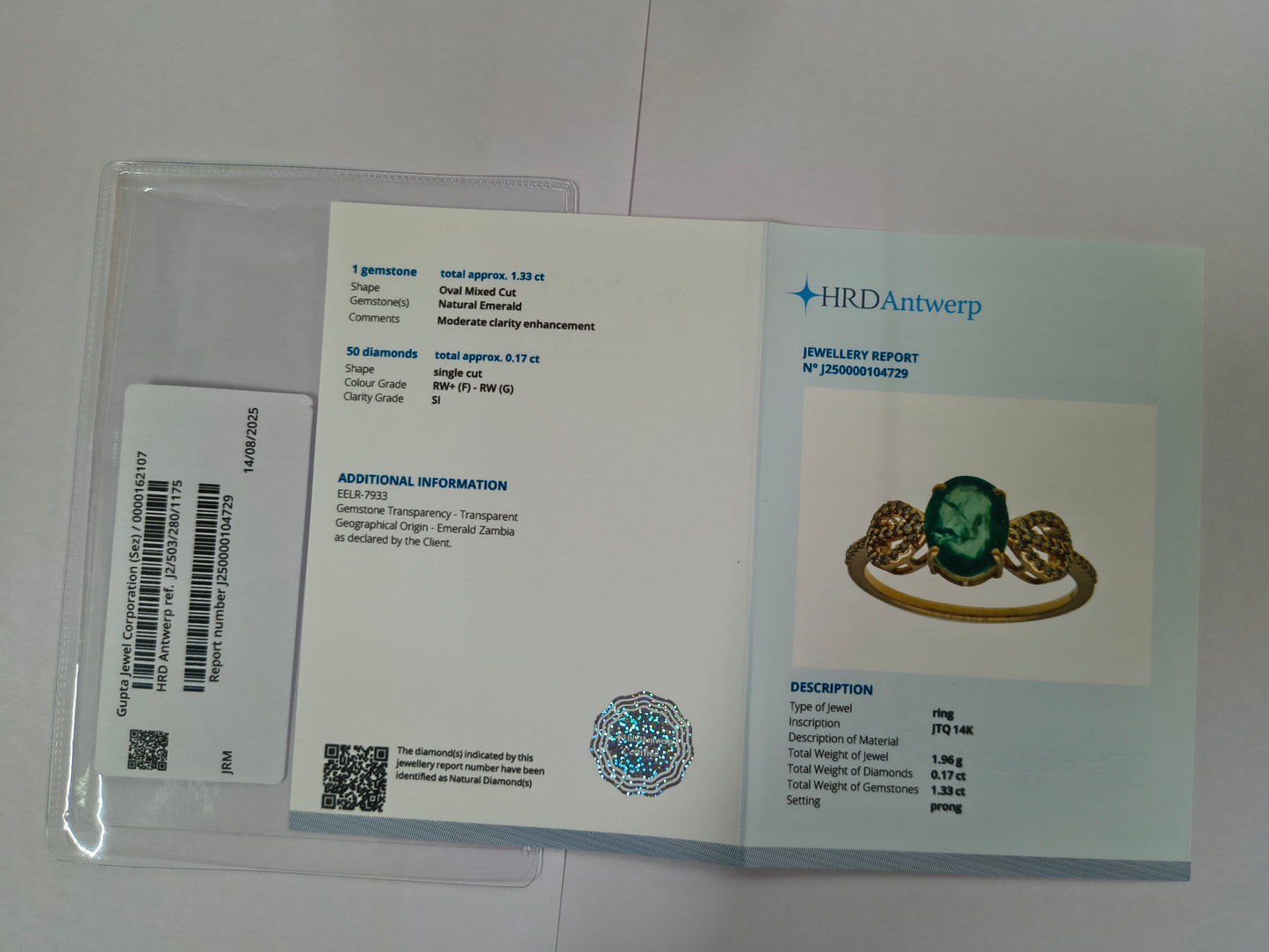 1.50 Ct Oval Mixed Cut Natural Emerald 14K Gold Ring