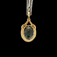 2.70 Ct Oval Mixed Cut Natural Aquamarine 14K Gold Pendant