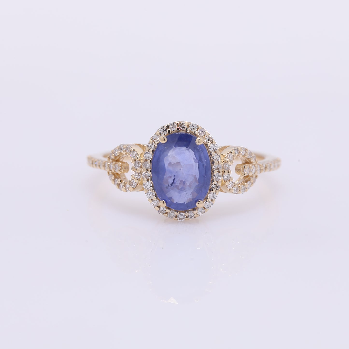 1.88 Ct Oval Mixed Cut Natural Sapphire 14K Gold Ring