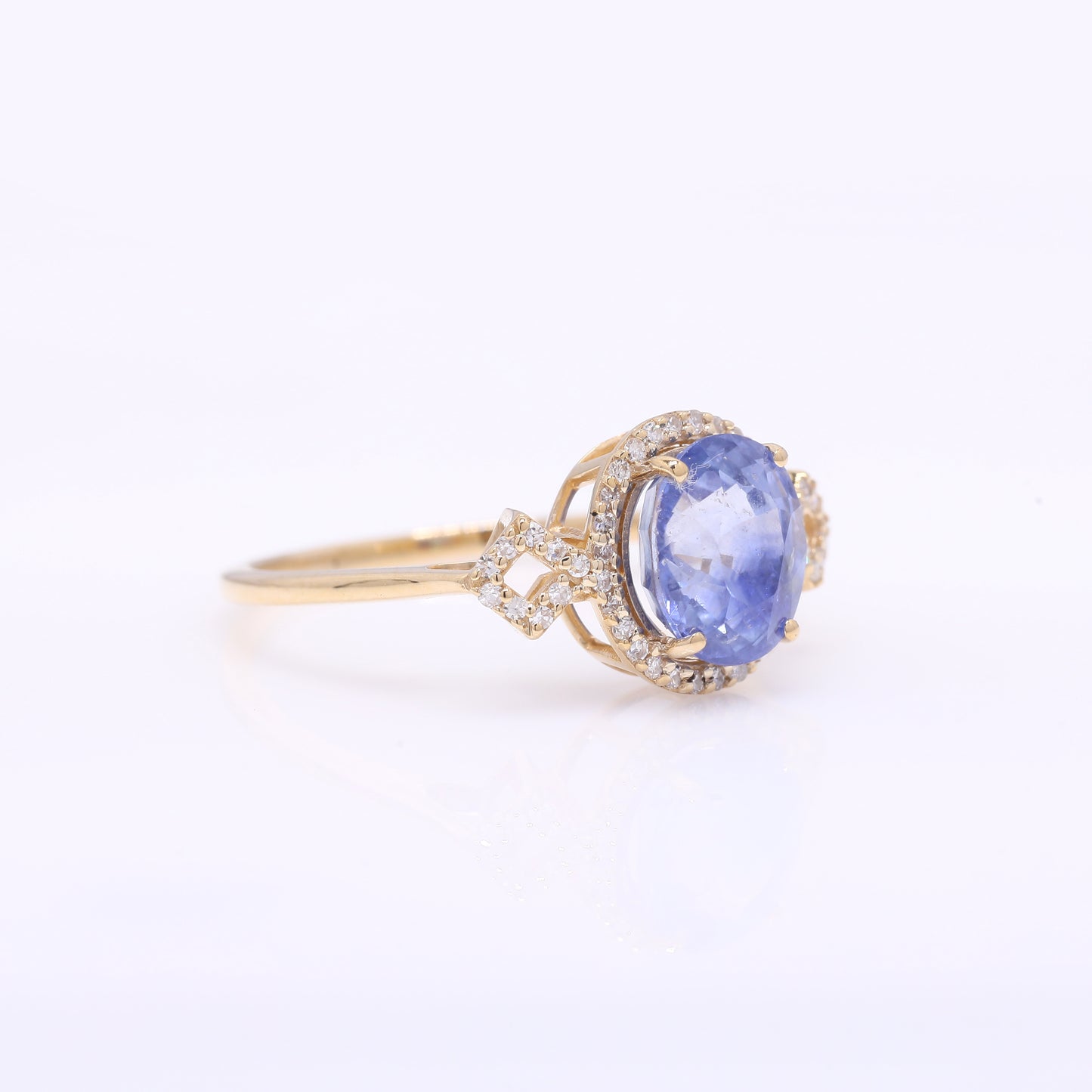 2.81 Ct Oval Mixed Cut Natural Sapphire 14K Gold Ring