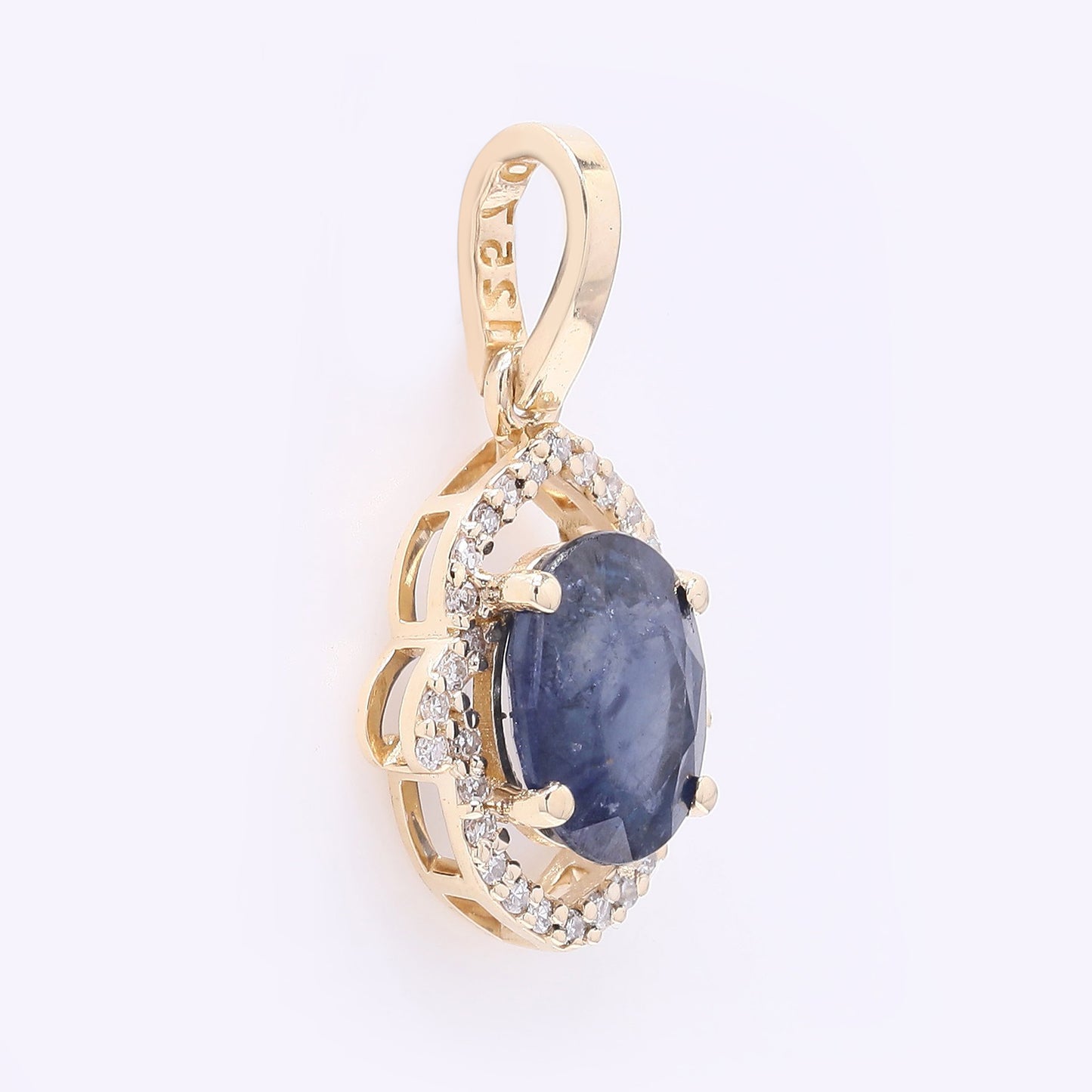 1.83 Ct Oval Mixed Cut Natural Sapphire 14K Gold Pendant