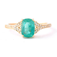 1.40 Ct Cushion Mixed Cut Natural Emerald 14K Gold Ring