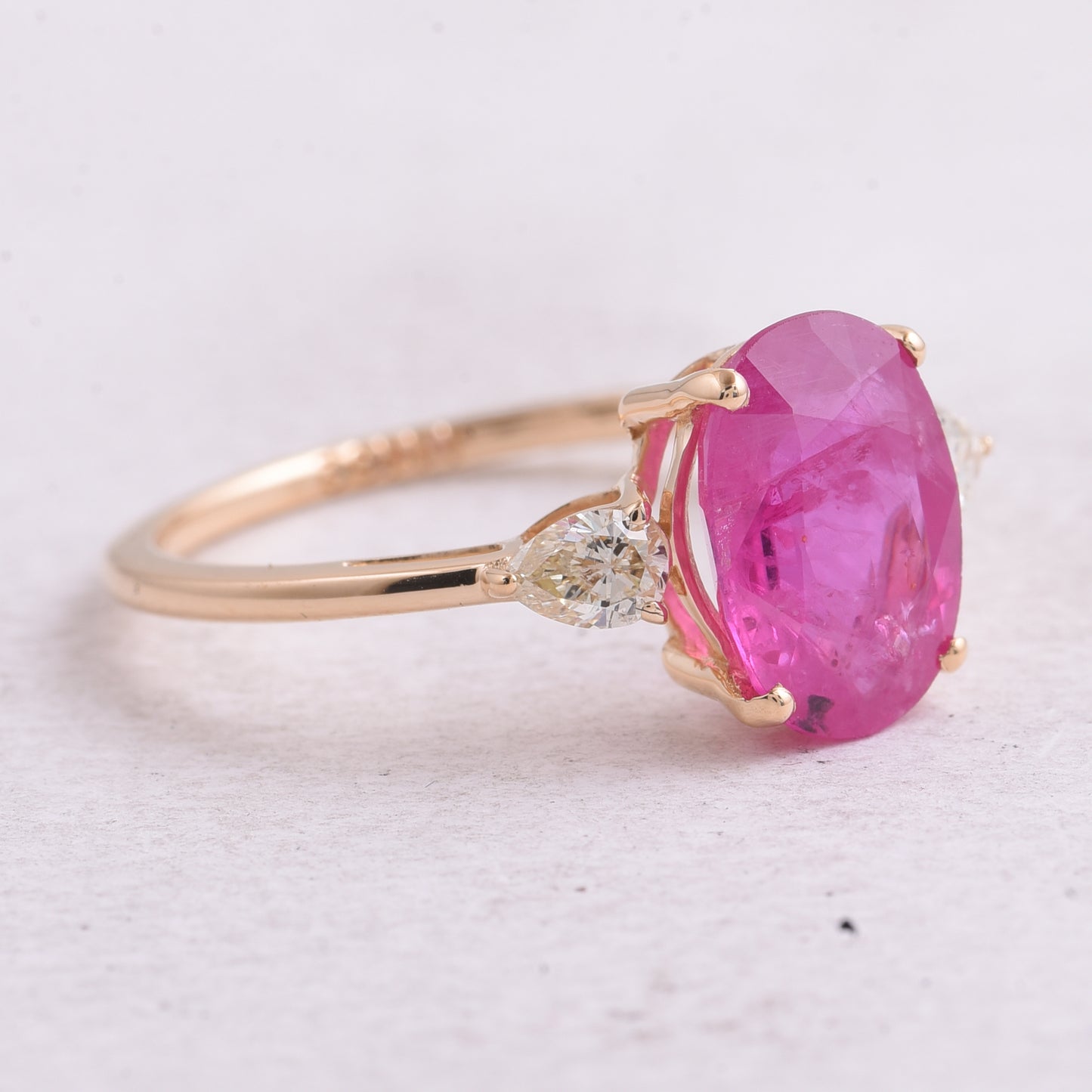 2.82 Ct Oval Mixed Cut Natural Ruby 14K Gold Ring